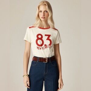 J. Crew Shrunken-Fit “New York 83” Graphic T-Shirt Ivory w/ Red Sz. Small CN172